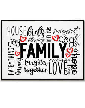 Plakat FAMILY napisy do salonu, Bajkowe Obrazki