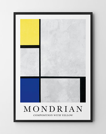 Plakat Mondrian with yellow, OKAZJE - Prezent na Wesele