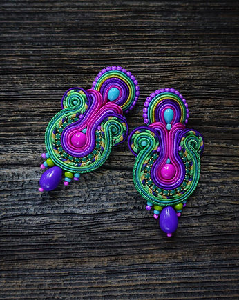 Sabira-  orientalne kolczyki soutache, Mró Soutache