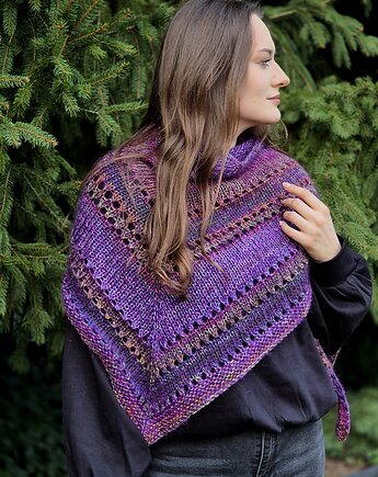 Na wrzosowisku / chusta z jedwabiem, agat handmade