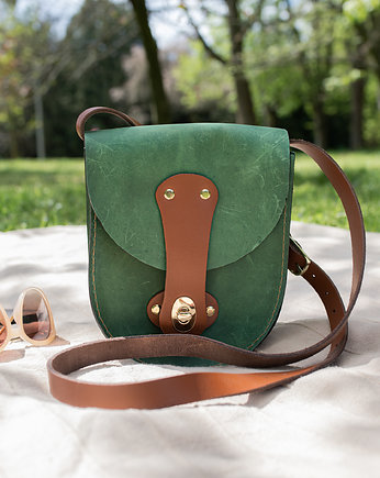 Mała torebka skórzana zielona, torebka mini , poręczna torebka, OKAZJE - Prezent na Dzień Kobiet