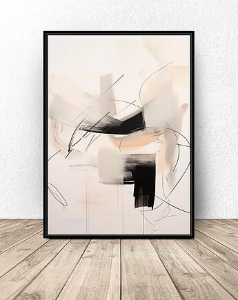 Beżowo-czarny plakat abstrakcyjny A4 (210mm x 297mm), scandiposter