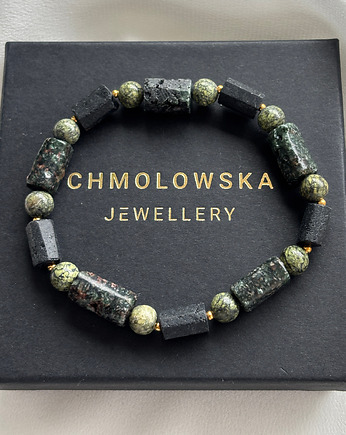 Bransoletka Męska Unikatowa Serafnit i Turmalin, Chmolowska Jewellery