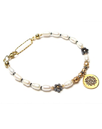 Pearls /white/ perły naturalne vol. 10 - bransoletka, KiKa pracownia