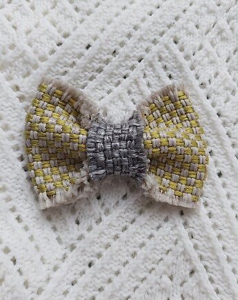 Broszka kokarda tweed musztardowa, vestirse!