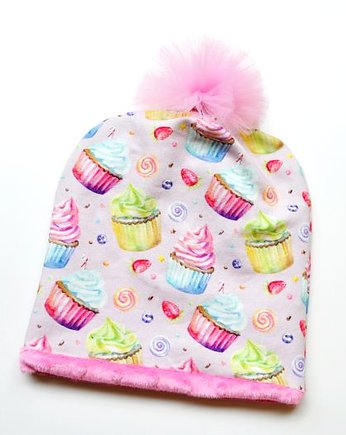 WYJĄTKOWA CZAPKA z tiulowym pomponem_50-54 cm, MOJAMAJA