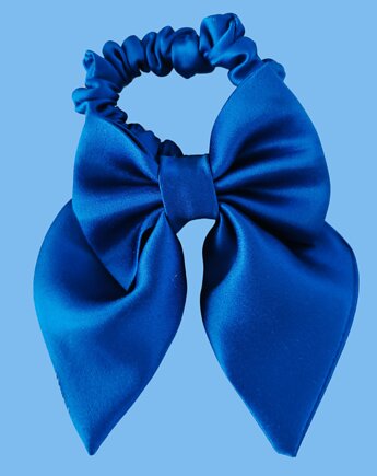 Gumka jedwabna, scrunchie, frotka z kokardą królewski chaber, Capillum
