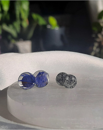 Podwójne kolczyki chabry/srebro, Figa handmade accessories