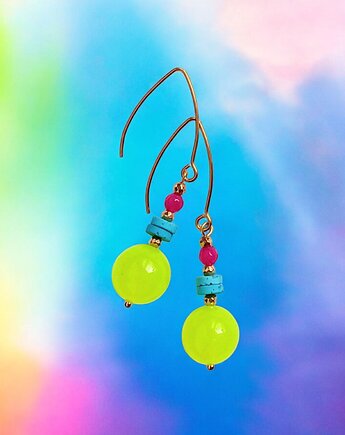 Kolczyki : FLUO summer collection ::  duże kule, kaktusia