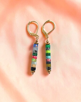 Patyczki: kolorowy mix kamieni: 49mm, bigle zamknięte, kaktusia