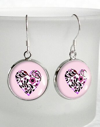 UROCZE kolczyki srebrne serduszka retro, Chodelska Art Studio