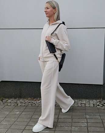 Lucia komplet z rozpinaną bluzą i szerokimi spodniami Cloud, Ablush