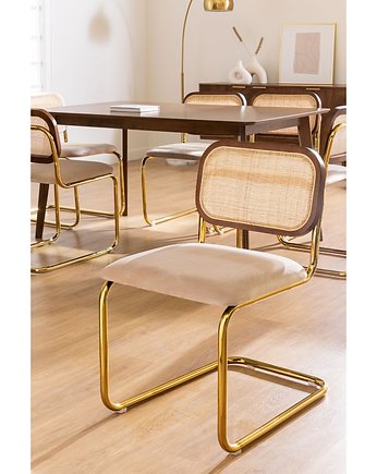 Krzesło Metalowe z Plecionką Wiedeńską na Złotej Podstawie Alba, OSOBY - Prezent dla siostry