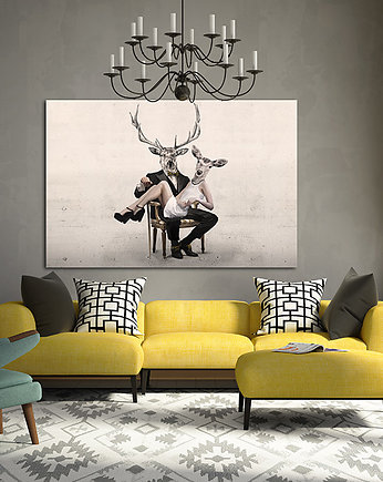 OBR AZ NA PŁÓTNIE-  100x70cm  Jelenie, NOWdeco