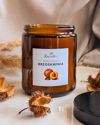 BRZOSKWINIA Świeca sojowa o owocowym zapachu akcesoria domowe na jesień, Dary Rusałki