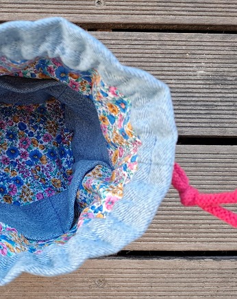 Kosmetyczka worek mały "kwiatki i jeans", tacy duzi