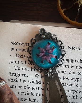 Zakładka z wrzosem, zielona, Figa handmade accessories