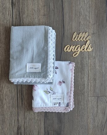 Zestaw pieluszek flanelowych (2 szt)  jasnoszary-kwiatowy, Little Angels