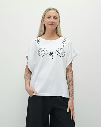 Bawełniany bezrękawnik z nadrukiem - Black bikini top, Ablush