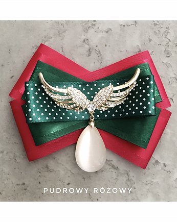 Świąteczna Brosza ze Skrzydłami Mikołajki, Pudrowy Różowy