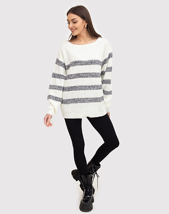 Dłuższy sweter w szare paski AXS0201, AX Paris