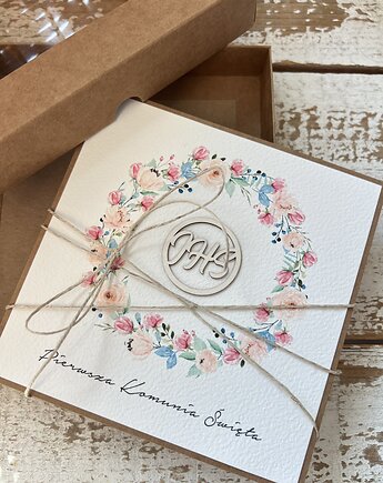 Kartka na komunię ręcznie robiona - Pamiątka Komunii