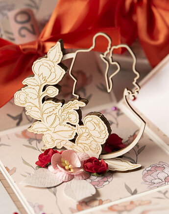 Pamiątka ślubu, exploding box, kartka 3d na wesele, Papiernik