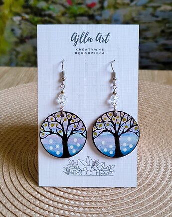 Magia drzew, kolczyki ręcznie malowane, ajlla