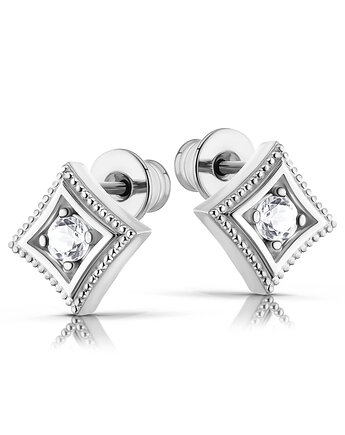 Modena - Srebrne kolczyki z białym topazem, Kuźnia Srebra