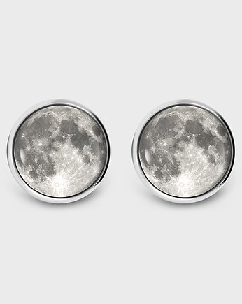 Kolczyki sztyfty - Księżyc - grafika, yenoo