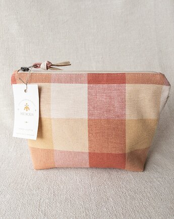 Kosmetyczka w kratkę PEACH upcycling, Patchoula