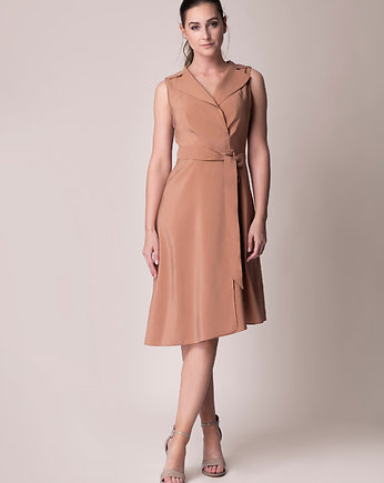 Cinnamon  dress - lekka asymetryczna sukienka ciepły brązowy, SOFISTIQUE