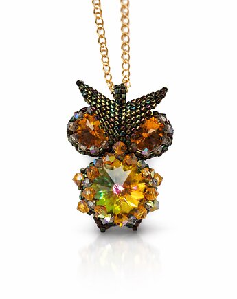 Naszyjnik z Sową - Ręcznie Szyta Biżuteria z Kryształów Preciosa, STAGHORN