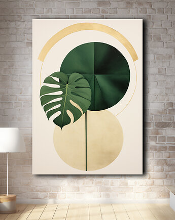 Abstrakcyjna monstera - Obraz na płótnie - Druk, Blejtrama - Loft #69, Black Sapphire Art