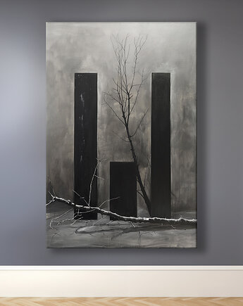 Monument - Obraz na płótnie - Druk Blejtrama, Brutalizm, Abstrakcja #39, Black Sapphire Art
