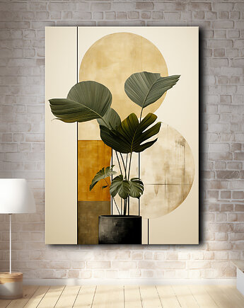 Tropikalne liście - Obraz na płótnie - Druk, Blejtrama - Loft, Minimalizm #16, Black Sapphire Art