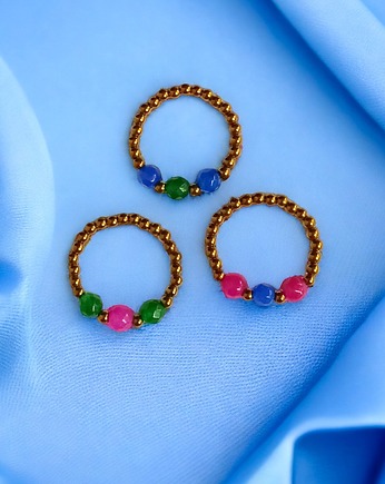 Pierścionek RAZEM TANIEJ! 3 pierścionki : golden summer :: jadeit, hematyt., kaktusia