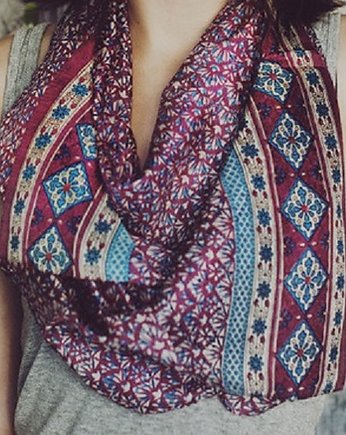 Fioletowo niebieski szal ORIENT TOUCH., BOHO STREET WEAR
