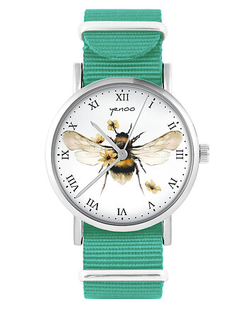 Zegarek - Bee natural - turkusowy, nylonowy, yenoo