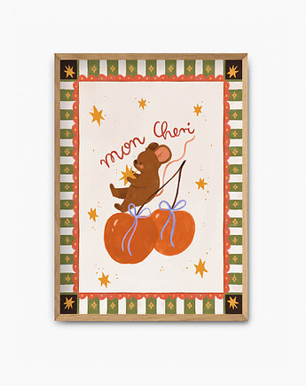 Plakat ilustracja Mon Cheri, Papieroteka