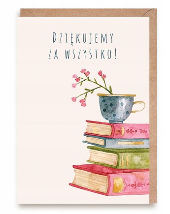 Kartka na Dzień Nauczyciela, z motywem książki - Podziękowania, Cardie
