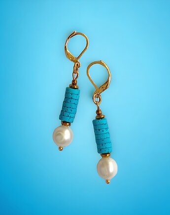 LIMITOWANE kolczyki: kolekcja summer ocean: PERŁY & LAWA turkusowa, kaktusia
