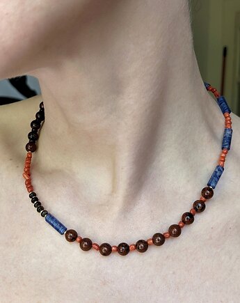 Choker z Kamieni Stal Szlachetna Kolorowy Naszyjnik Boho, Nebula7