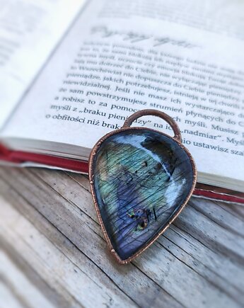 Wisior z labradorytem Fioletowa Łza miedziany, Treemasters Copper Jewelry