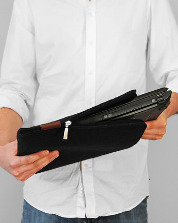 POKROWIEC NA LAPTOPA 03 czarny filc czarny zamek, purol design