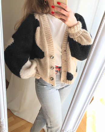 Ręcznie robiony sweter w łaty 100% wełna handmade, GANGSTA KNIT