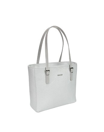Torba skórzana  - shopper -  biało szary  (6103), BOSCCOLO