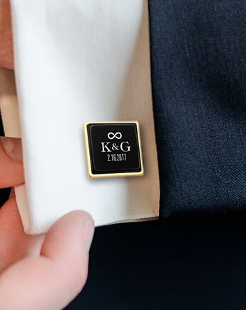 Ślubne złote spinki do mankietów z grawerem, ZaNa Design