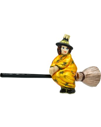 Bombka choinkowa: Czarownica na miotle: złota, Syn Bombkarza