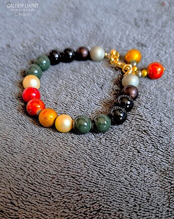 Bajecznie kolorowa bransoletka Boho ze szklanych pereł prezent  handmade, Galeria Limart